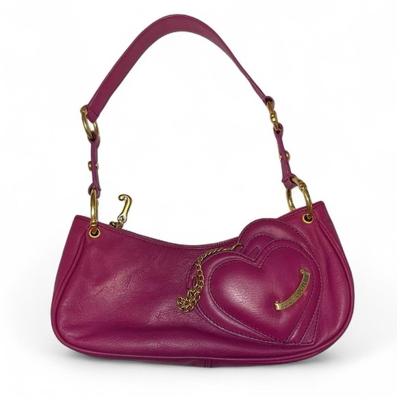 Juicy Couture Vintage Heart Chain Shoulder Bag/Baguette Pink/Purple Y2K Rare - Picture 1 of 11